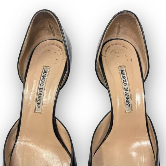 Manolo Blahnik Retro Black Leather Bow Detail Pointed Toe Heel Womens Size EU 41 - Picture 4 of 16